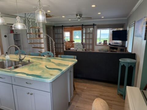 Open kitchen and living area