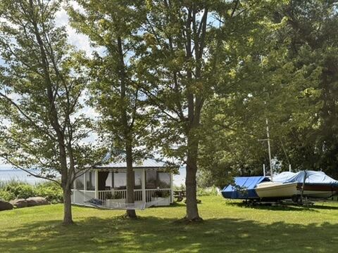 Yard and boats by the lake